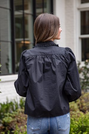 Everyday Ease Ruffle Button-Down Blouse