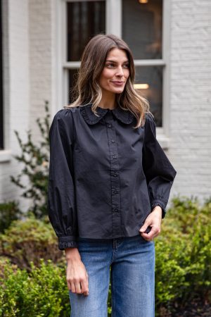 Everyday Ease Ruffle Button-Down Blouse