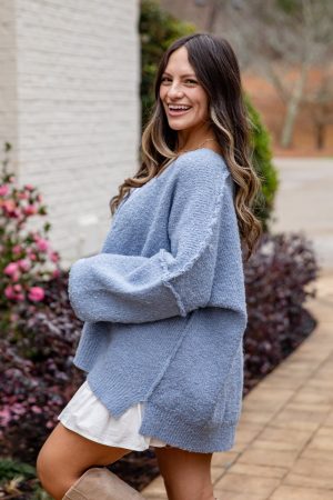Calm Mountain Light Blue Button-Front Cardigan