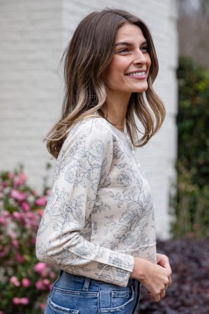 Heirloom Blue Floral Knit Top