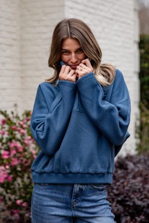Cloudbound Blue Quarter Zip Oversized Pullover