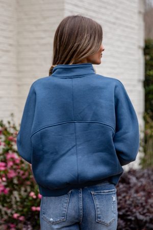 Cloudbound Blue Quarter Zip Oversized Pullover