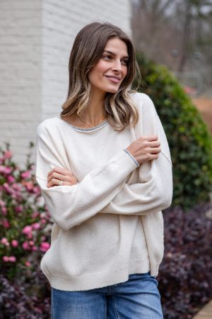 Softline Lightweight Cream Knit Oversized Top