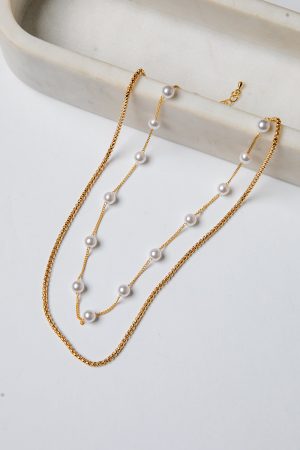 Colette Pearl Layered Gold Necklace