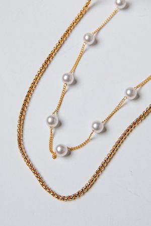 Colette Pearl Layered Gold Necklace