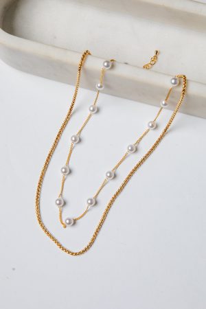 Colette Pearl Layered Gold Necklace