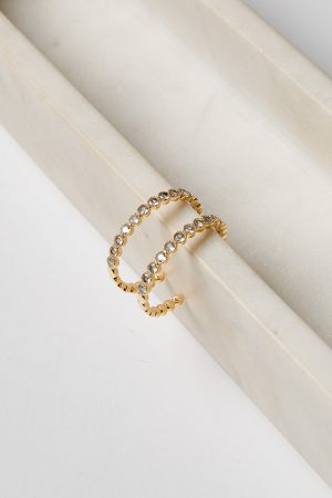 Lily Rhinestone Gold Hoop Earrings