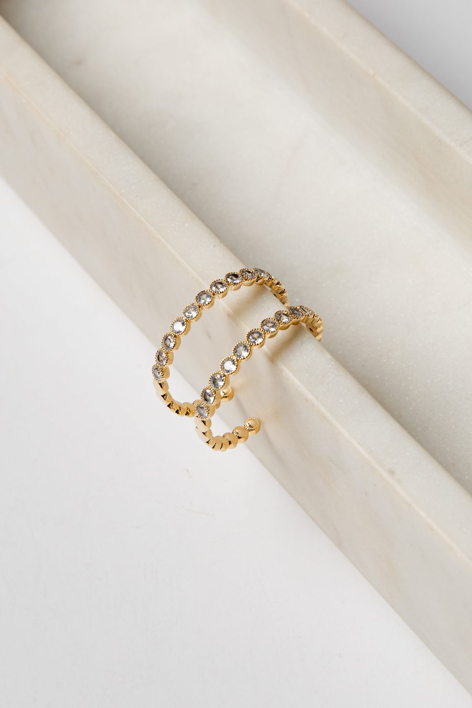 Lily Rhinestone Gold Hoop Earrings