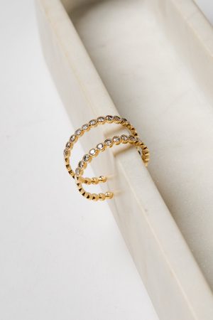 Lily Rhinestone Gold Hoop Earrings