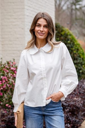 Everyday Ease Ruffle Button-Down Blouse