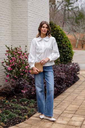 Everyday Ease Ruffle Button-Down Blouse