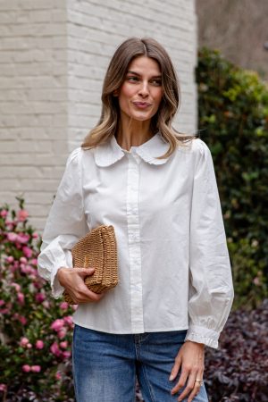 Everyday Ease Ruffle Button-Down Blouse