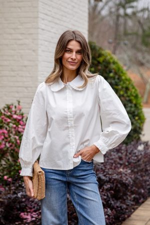 Everyday Ease Ruffle Button-Down Blouse